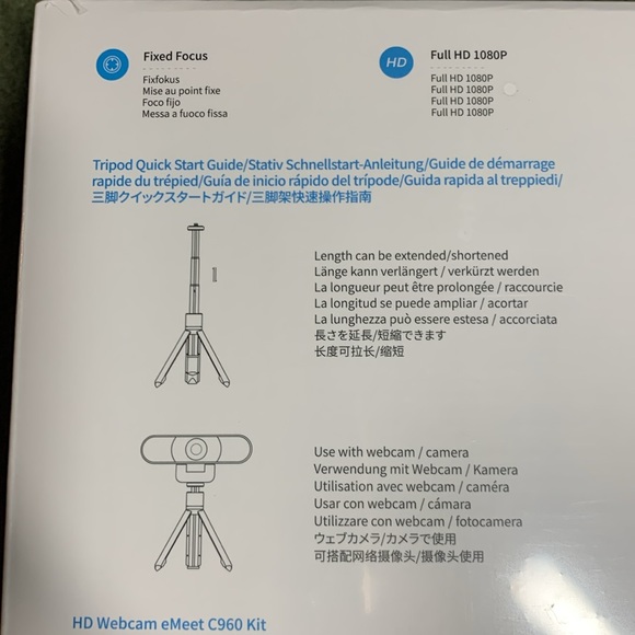 NIB EMEET SmartCam C960 kit. USB Webcam with Tripod. Fixed focus. Full HD 1080P - Picture 5 of 7